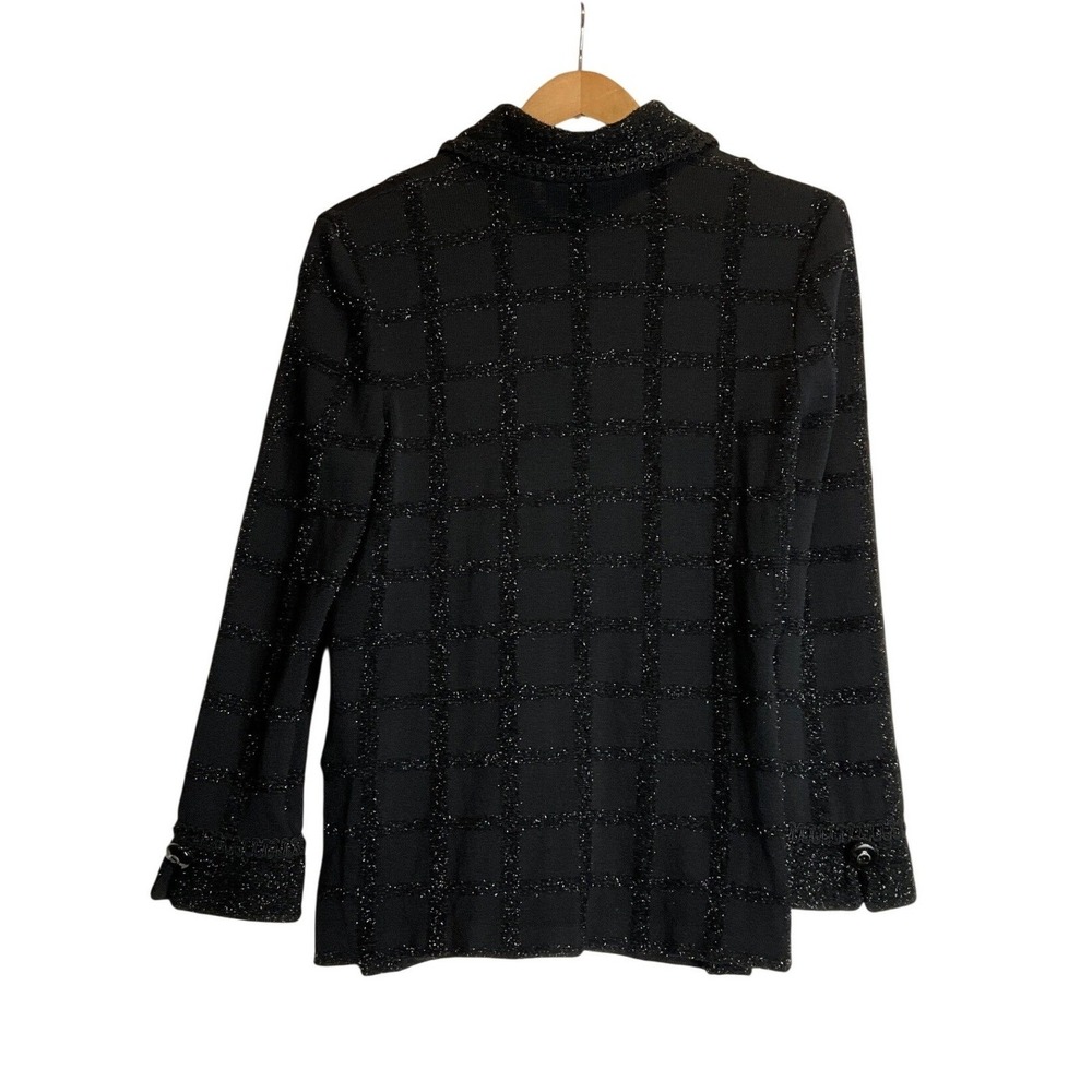 St. John Marie Wool Tweed Cardigan Jacket Blazer Sweater Santana Knit Metallic 2 - Picture 2 of 7